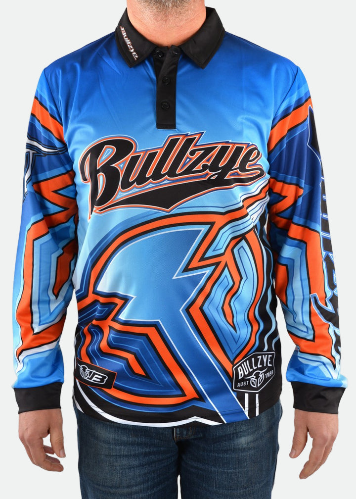 Bullzye Men's Global L/S Fishing Tee (Blue) - SALE