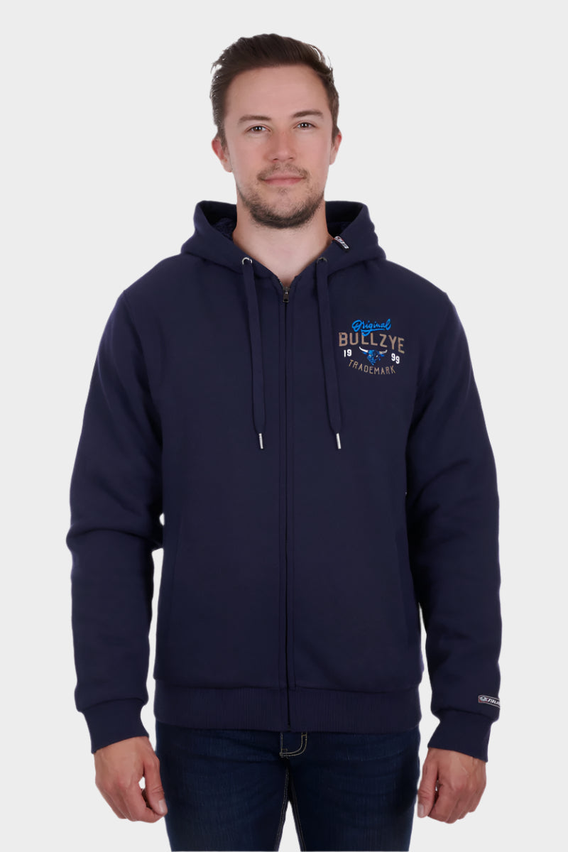 Bullzye Attribution Zip Through Hoodie - Navy
