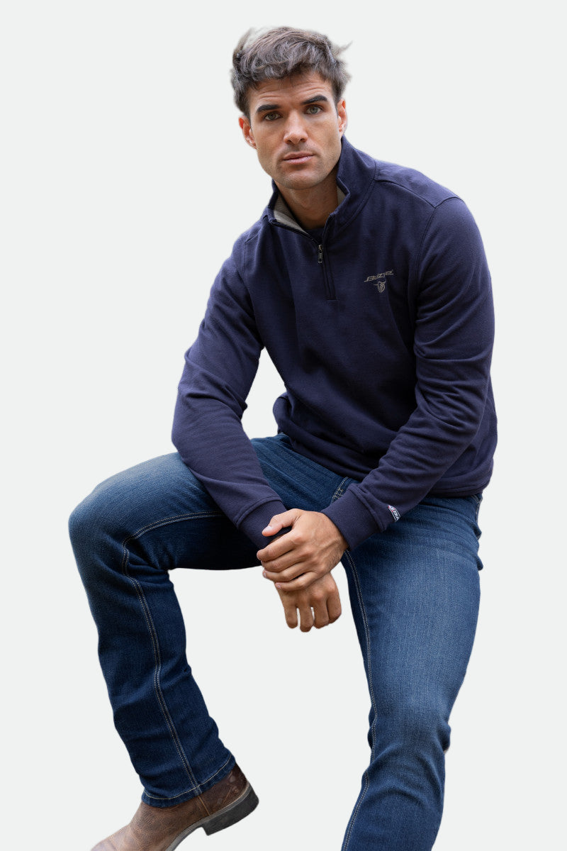 BULLZYE MENS AIDEN 1/4 ZIP PULLOVER - NAVY