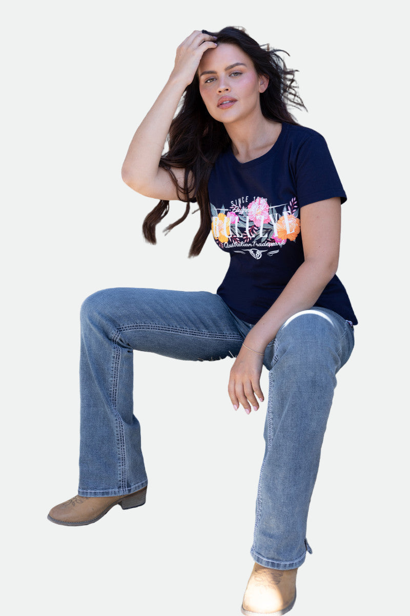 BULLZYE WOMENS MACKAY SHORT SLEEVE TEE - DARK NAVY