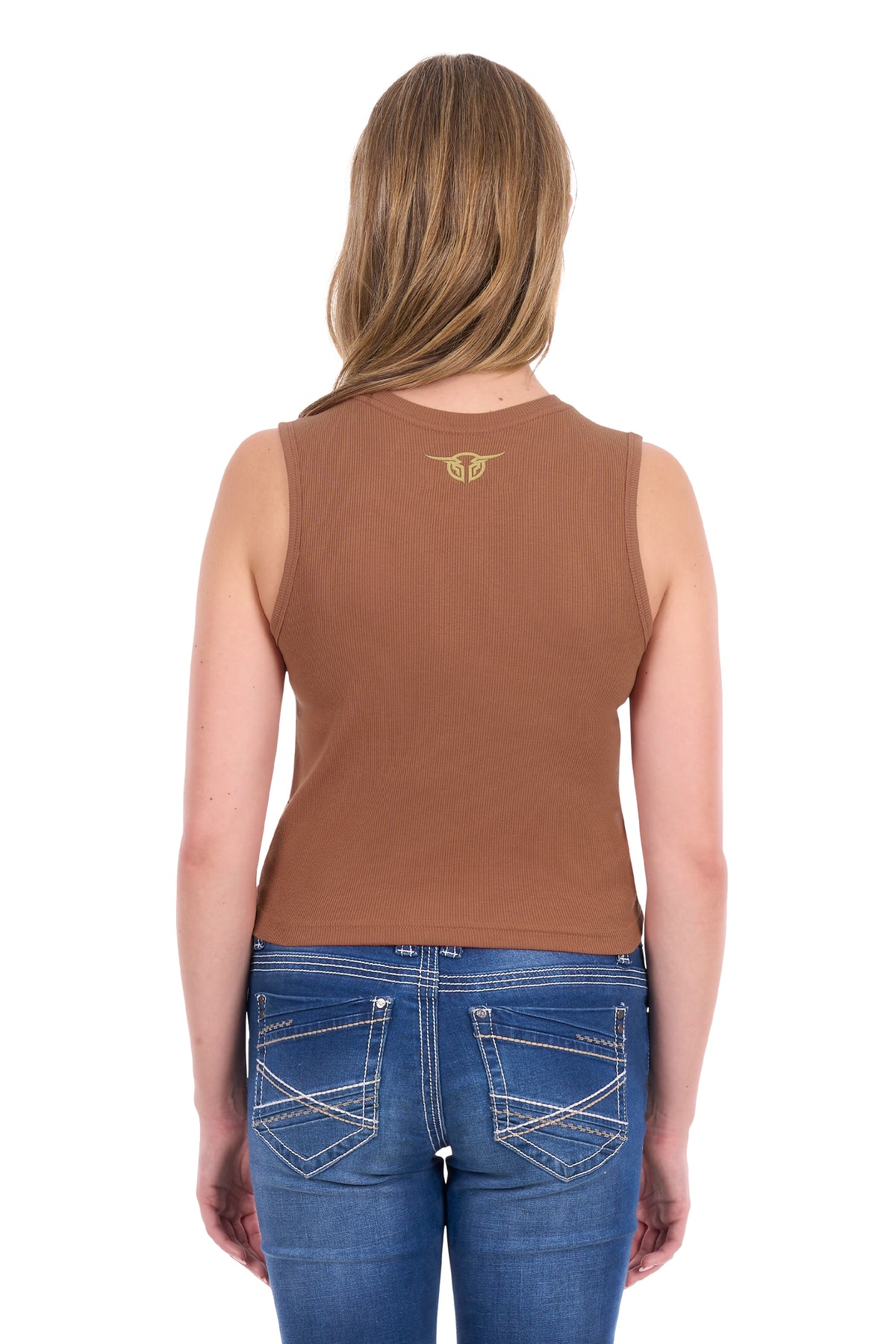 Bullzye Women’s Rowdy Crop Rib Tank - Rust