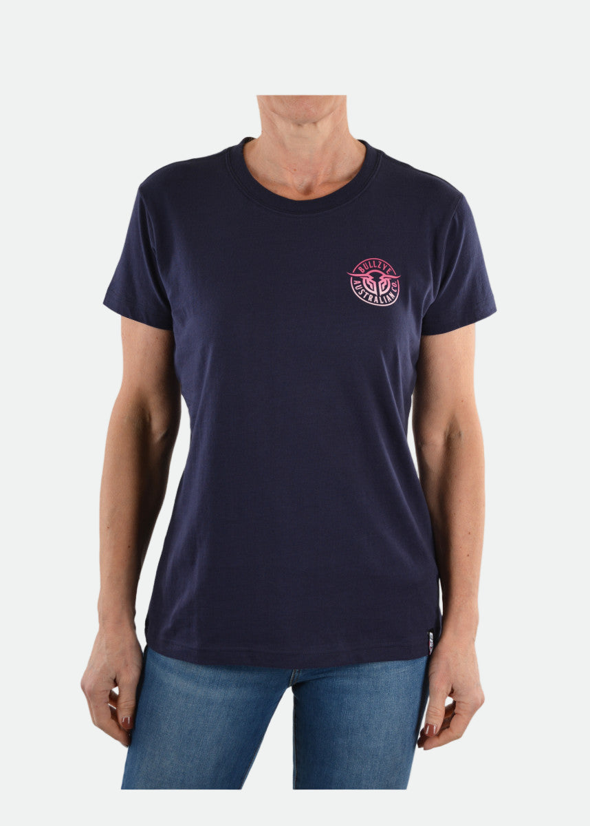 BULLZYE WOMEN'S BULLRING S/S TEE (NAVY) - SALE