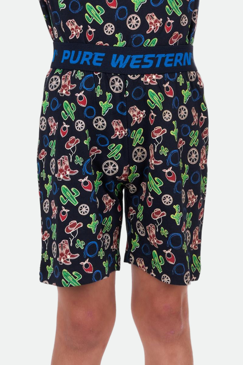Pure Western Boy's Wild West Glow In The Dark PJS - NAVY