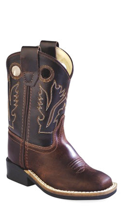 Old West Toddler Leather Broad Square Toe Boots