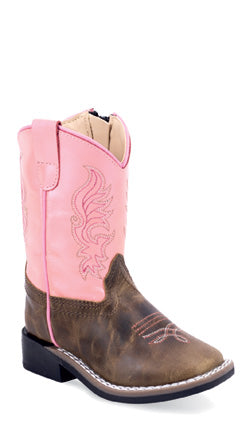Old West Toddler Leather Broad Square Toe Boots