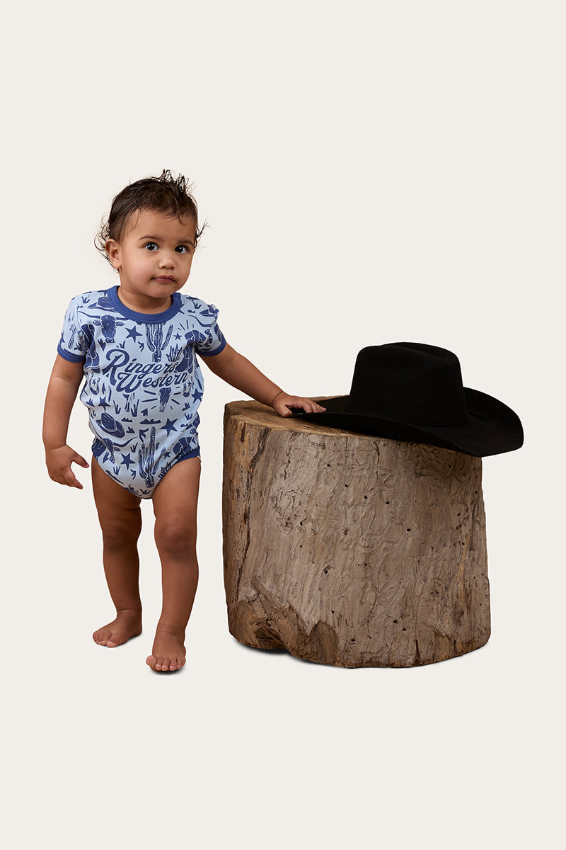 Ringers Western Babies Boot Scootin SS Romper - Dusk