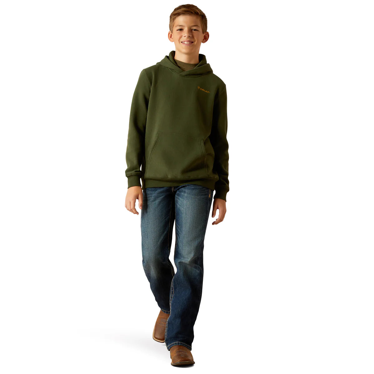 Ariat Boy's Barbwire Skull Hoodie - Dark Green