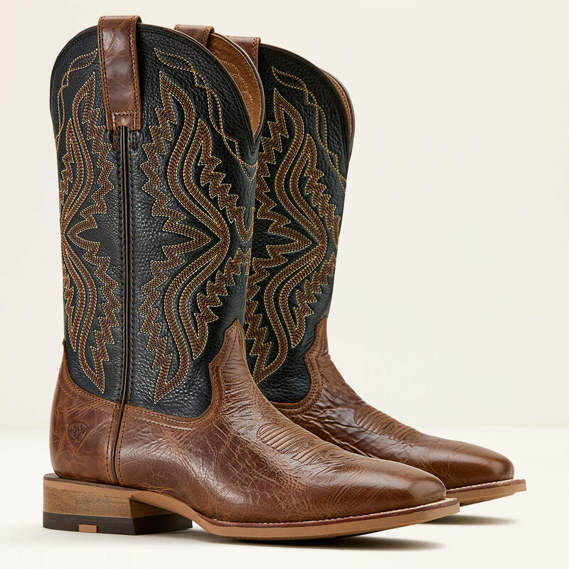 Ariat Baxter Cowboy Boot - DARK TAN|BLACK DEERTAN
