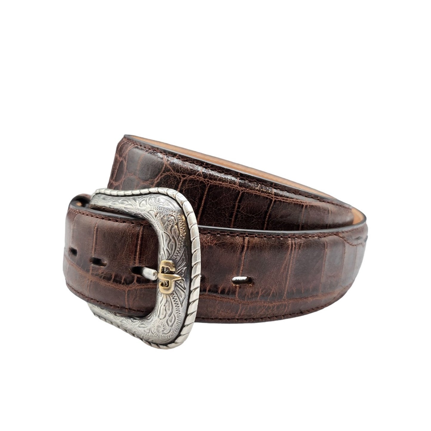 Stetson Cognac Crocodile Embossed - Accessories Belt Men 38mm