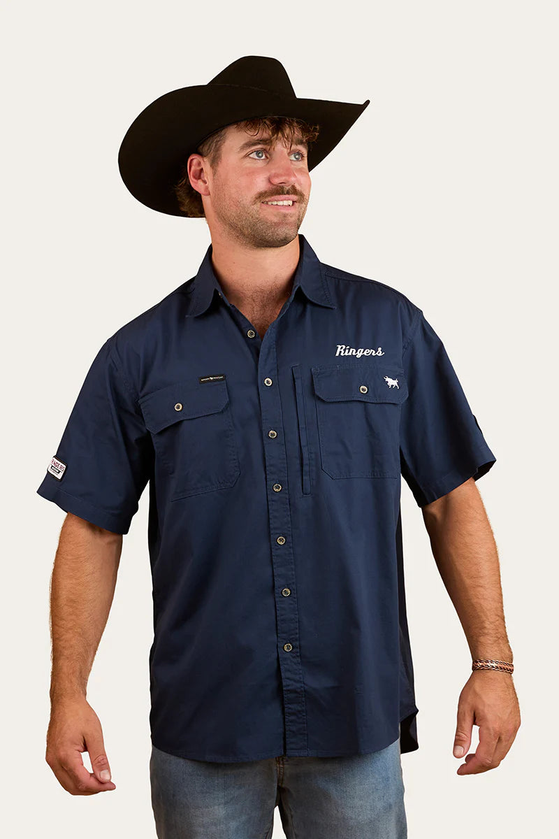 Ringers Western Big Rig Mens Short Sleeve Shirt - Navy
