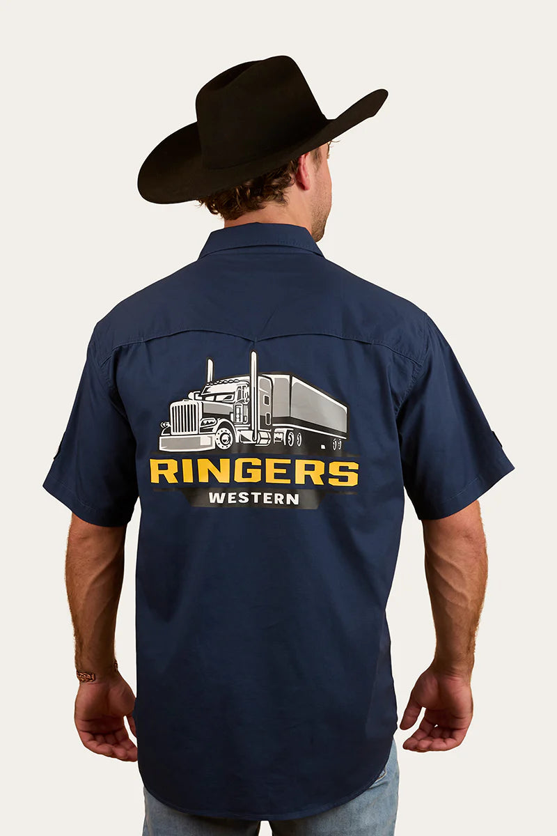 Ringers Western Big Rig Mens Short Sleeve Shirt - Navy