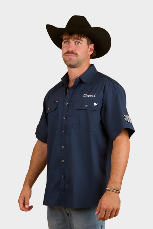 Ringers Western Big Rig Mens Short Sleeve Shirt - Navy