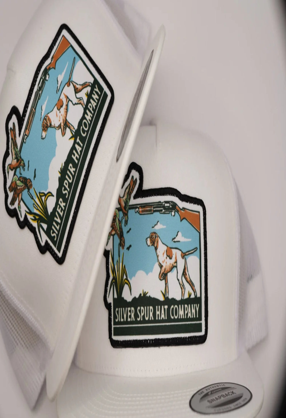 Silver Spur Hat Bird Dog - White 5 Panel