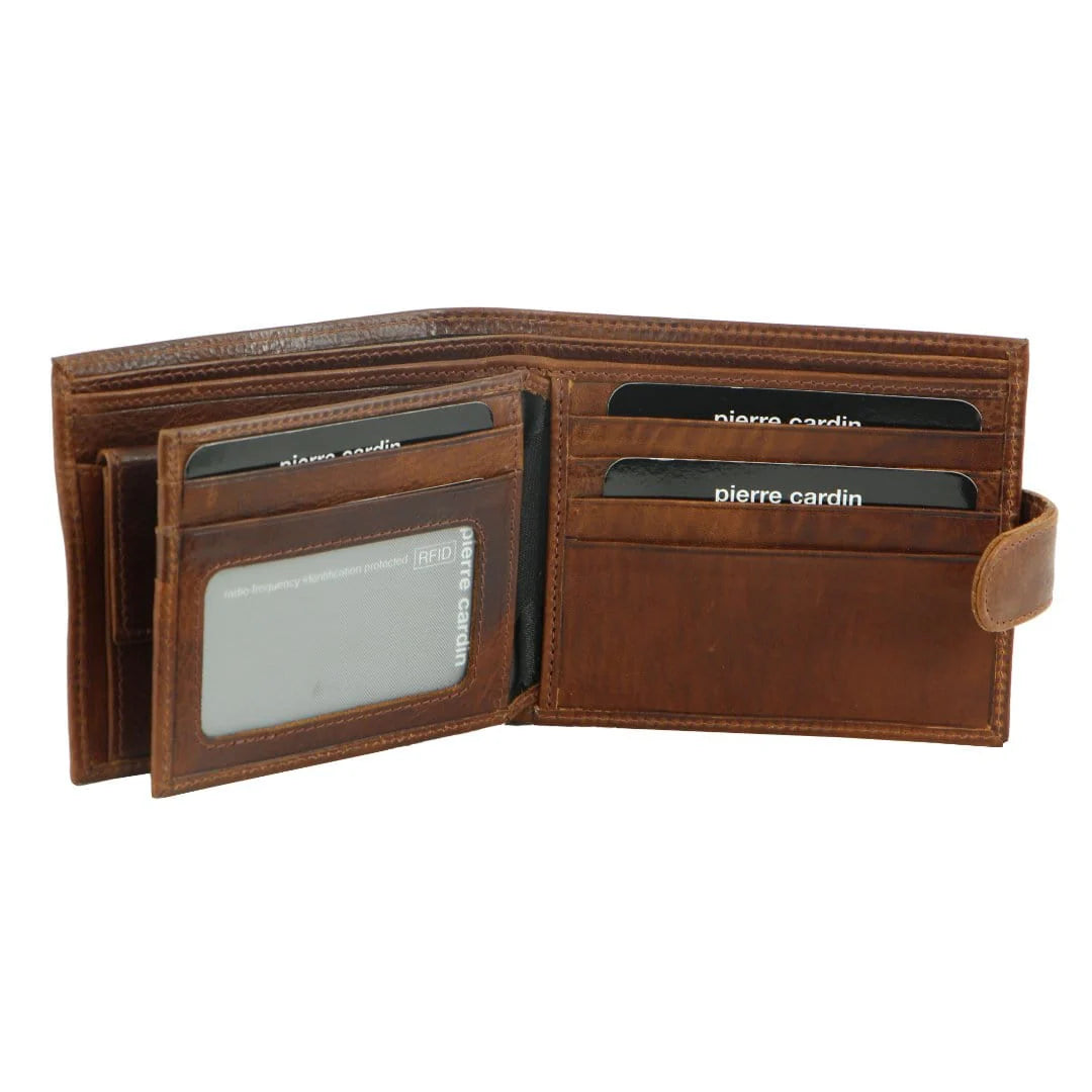 Pierre Cardin Men's Italian Leather Protected RFID Card Holder Wallet