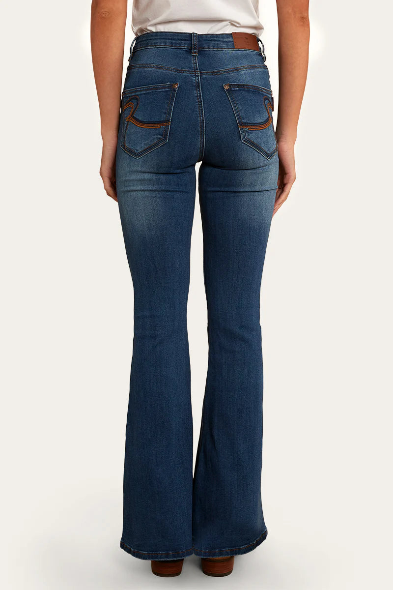 Ringers Western Bowie Women's Flare Jean - Vintage Blue Wash