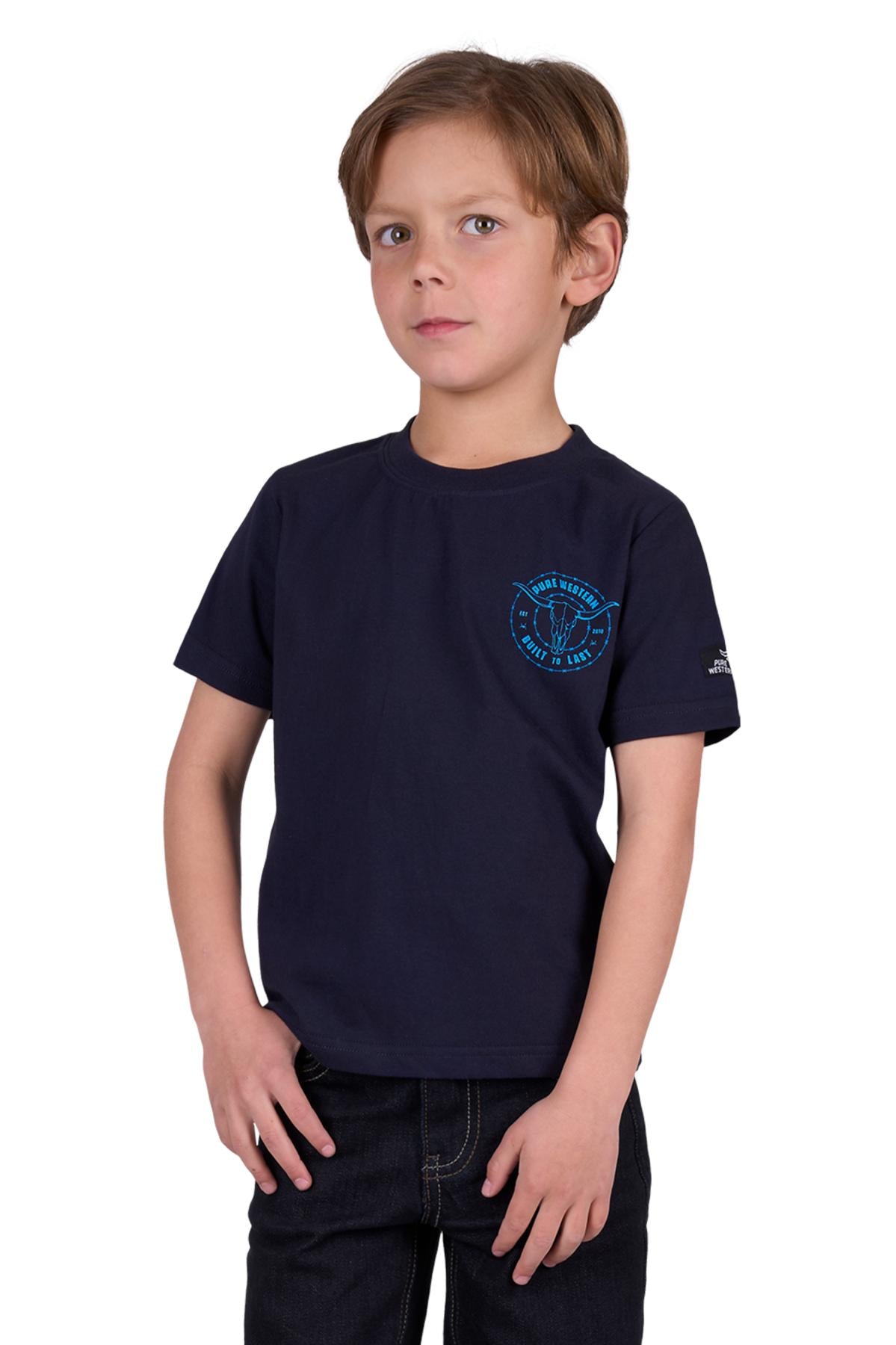 Pure Western Boy’s Walker Short Sleeve Tee - Navy