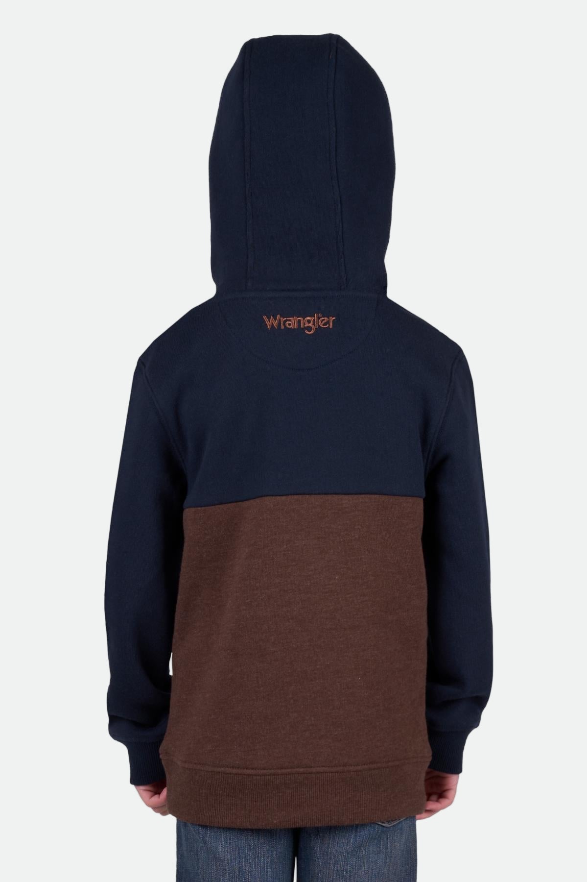 Wrangler Boy’s Paul Pullover Hoodie - Navy/Dark Tan