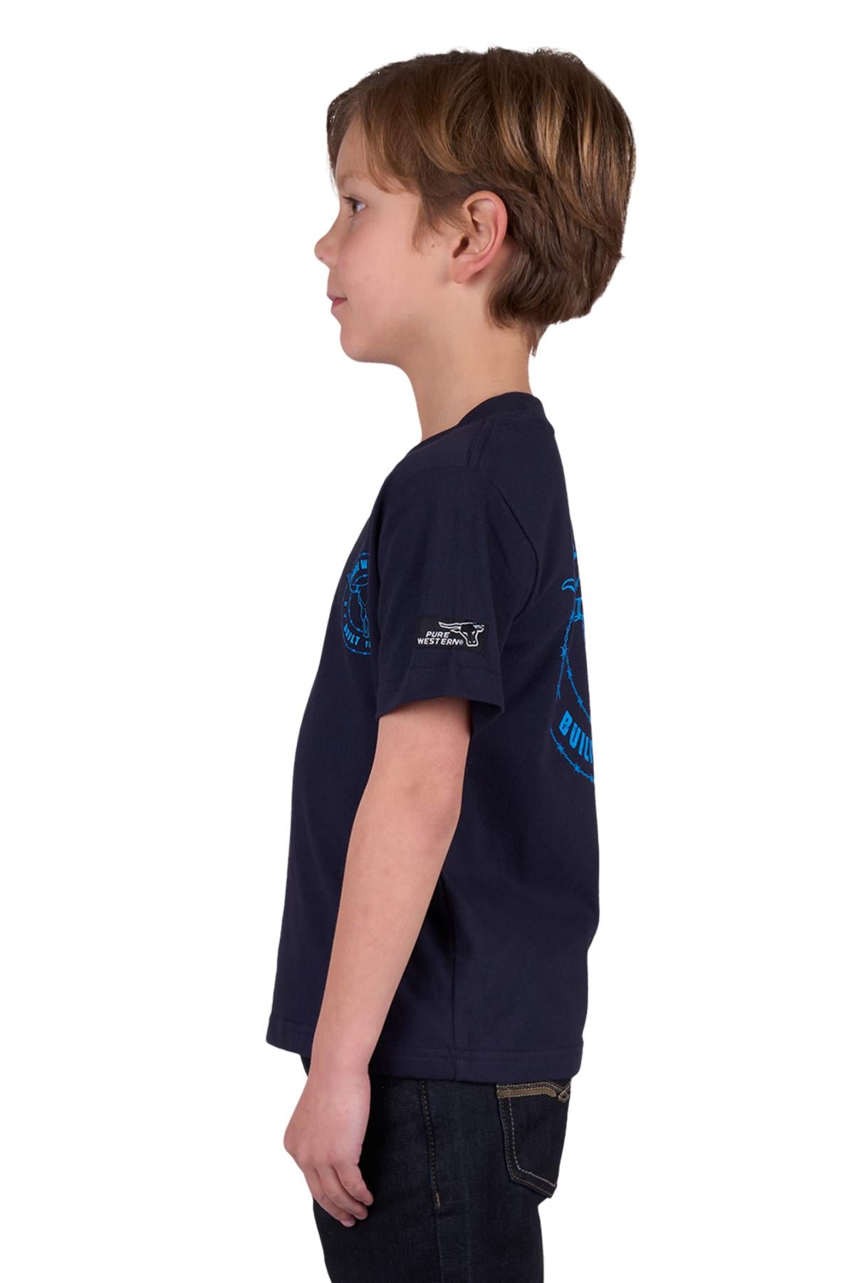 Pure Western Boy’s Walker Short Sleeve Tee - Navy