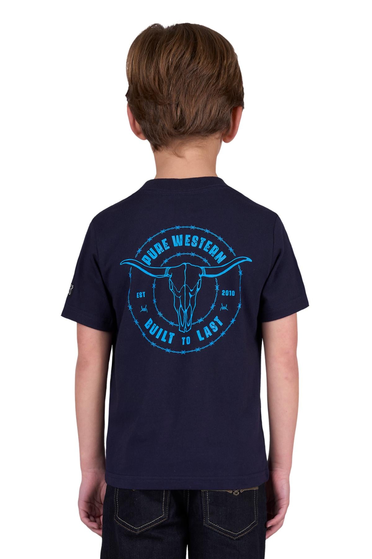 Pure Western Boy’s Walker Short Sleeve Tee - Navy
