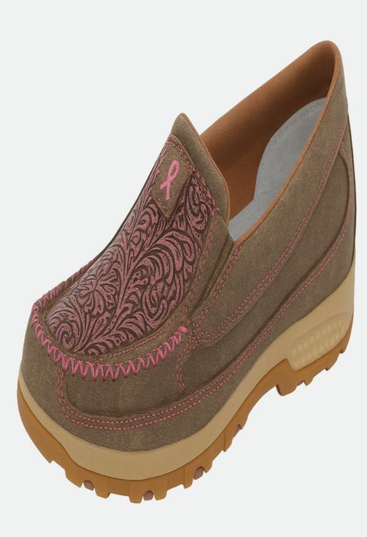 Twisted X Women's Tooled Pink Cellstretch Mocs Slip On