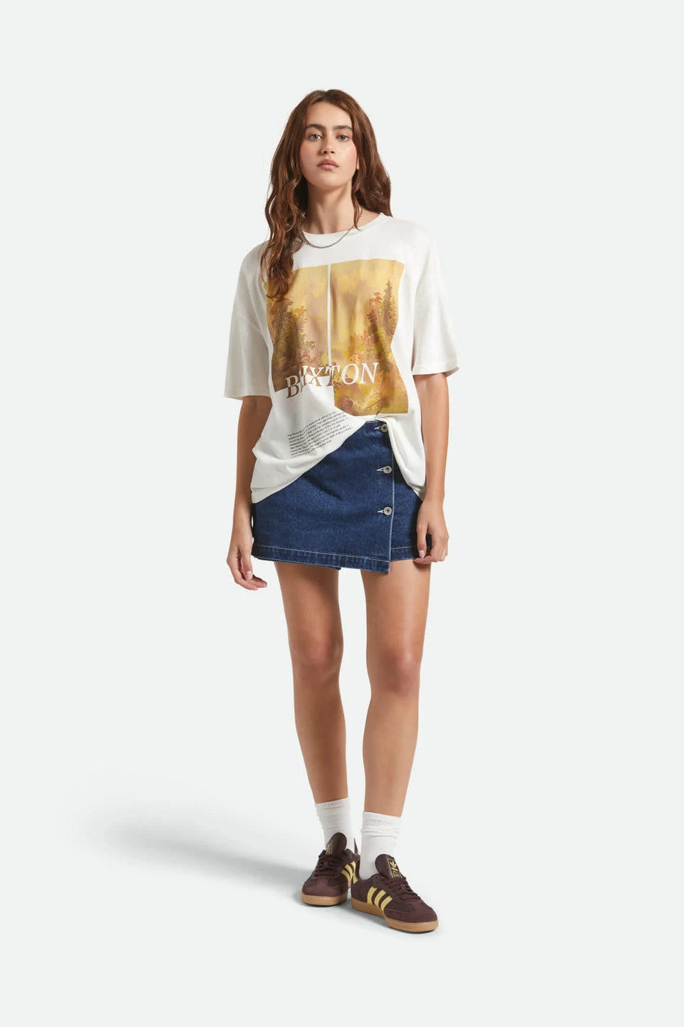 Brixton Rocky Mountain Oversized BF Tee Womens in Off White