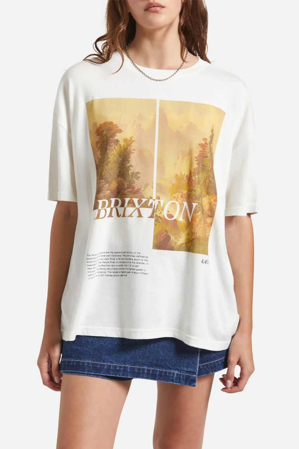 Brixton Rocky Mountain Oversized BF Tee Womens in Off White