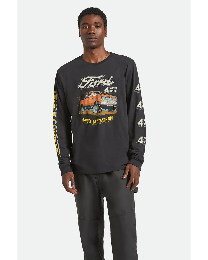 Brixton x Ford Mud Marathon L/S Tee - Burnt Rubber