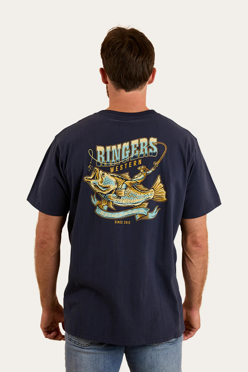 Ringers Western Mens Buckin Barra Loose Fit T-Shirt - Navy