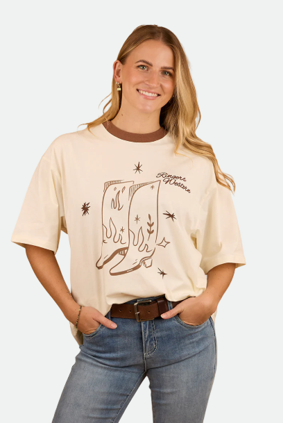 Ringers Western Cody Womens Oversized T-Shirt - Bone