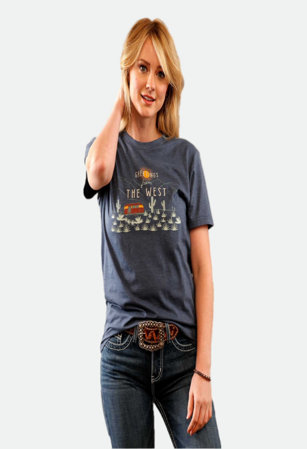 Cruel Denim® Ladies Western Graphic Blue T-Shirt – No Exchanges or Refunds