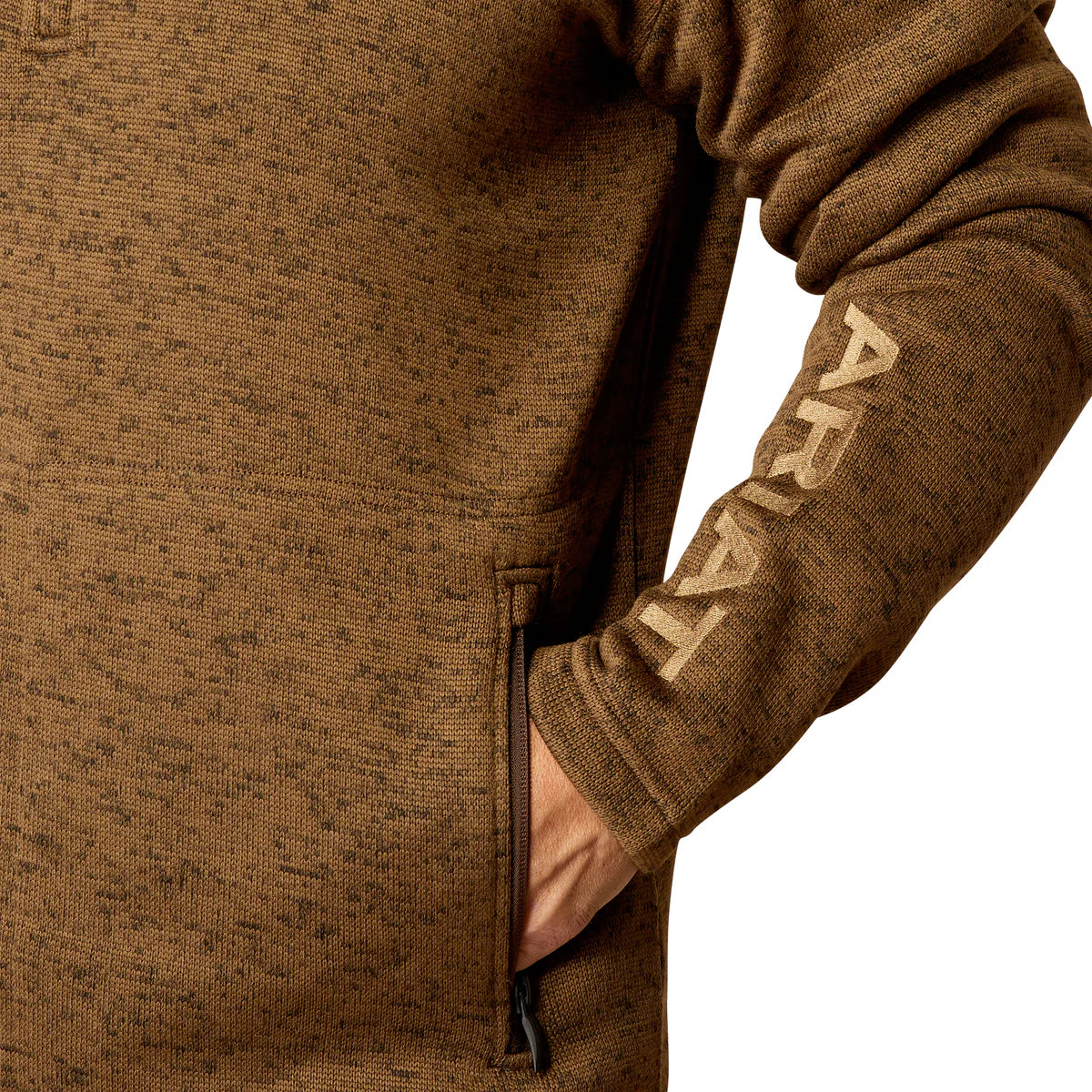 Ariat Men's Caldwell Logo 14 Zip Sweater - Dark Brown Heather