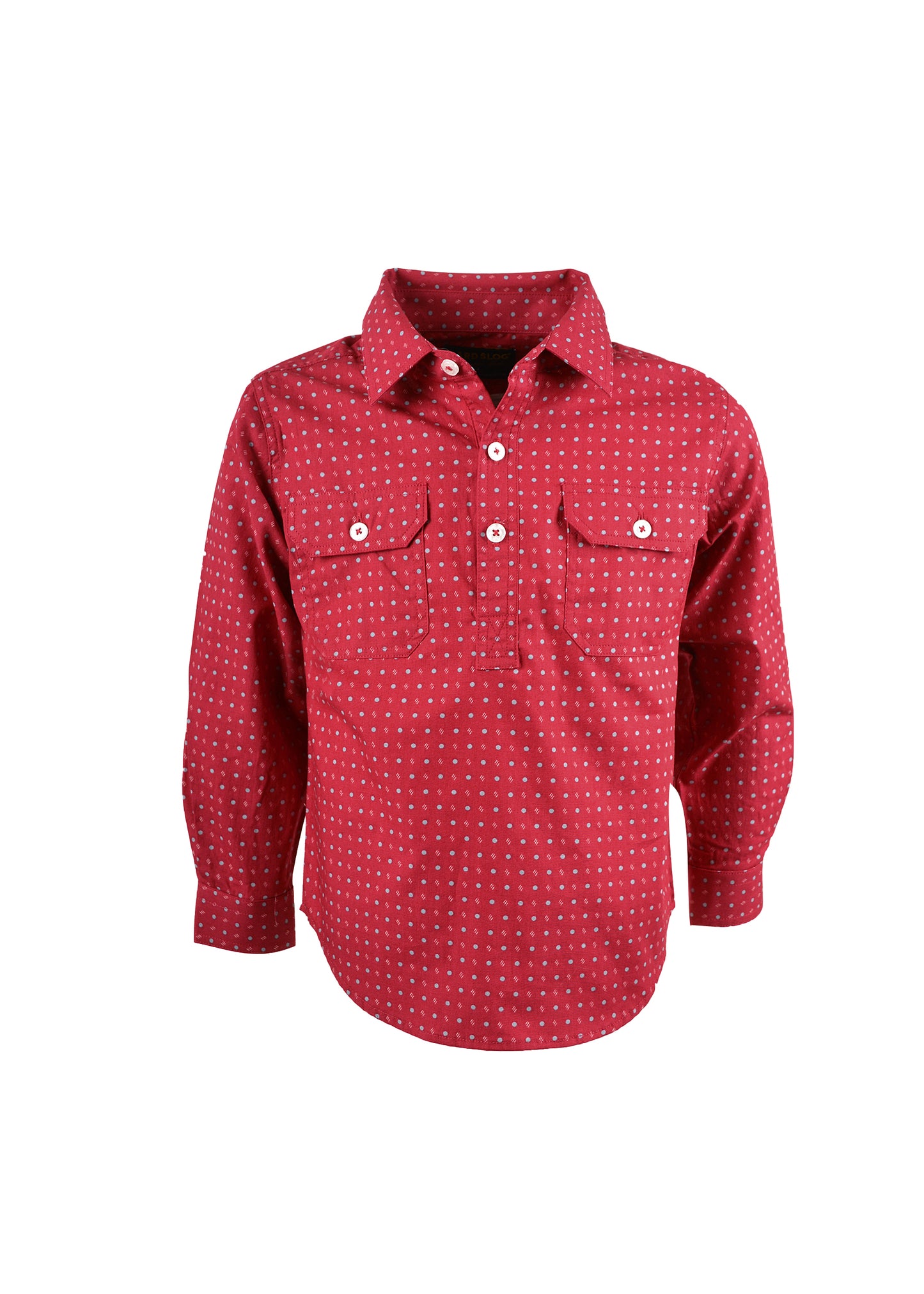 HARDSLOG KIDS Casey HALF PLACKET L/S SHIRT - RED