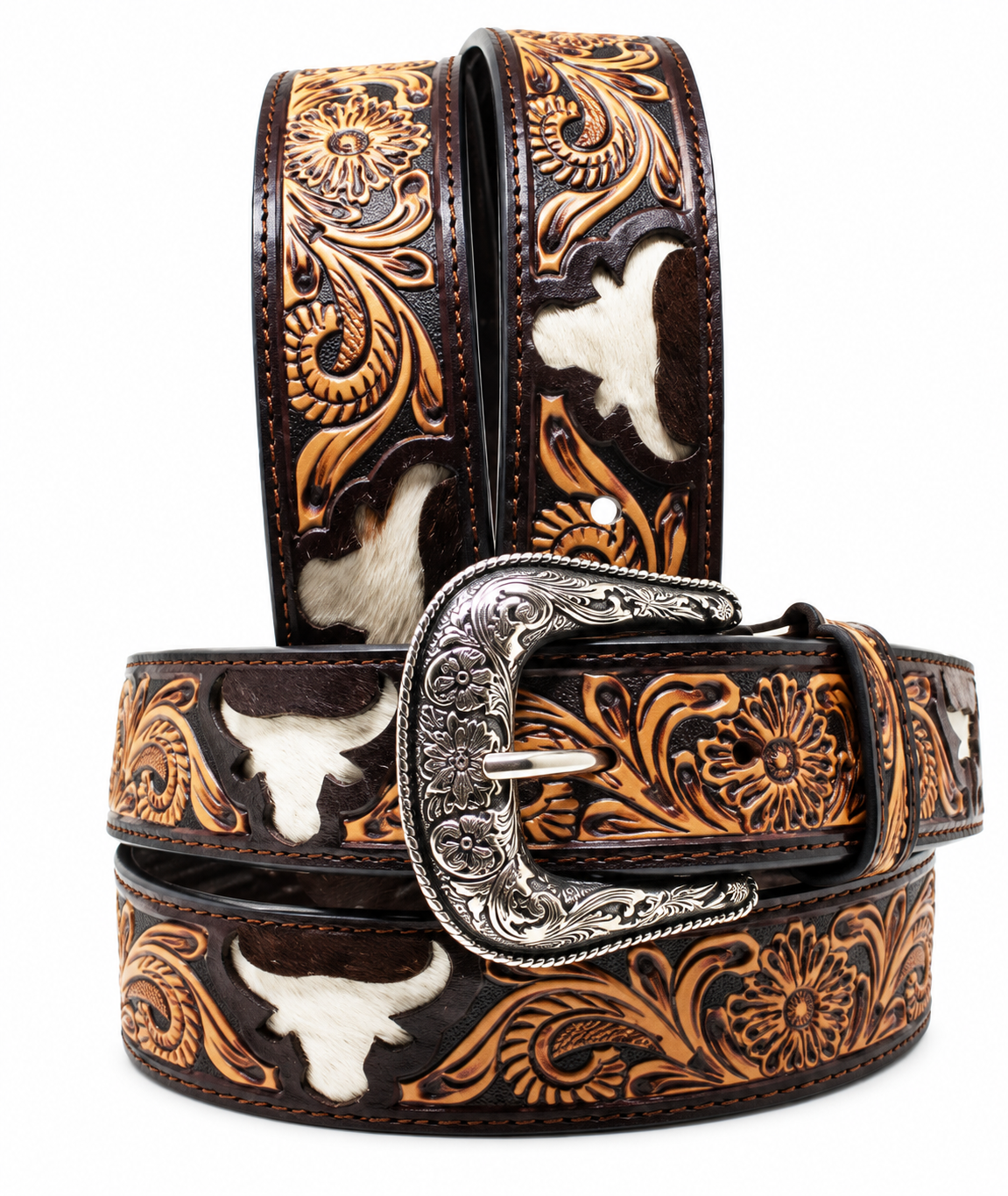 Challenger Western 1-1/2" Tooled Leather Belt