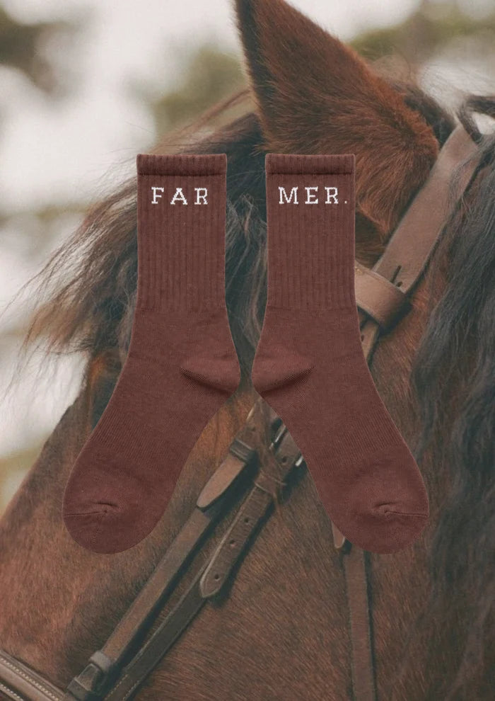 FAR MER Chocolate Boot Socks – Unisex Ribbed Cotton Blend Socks