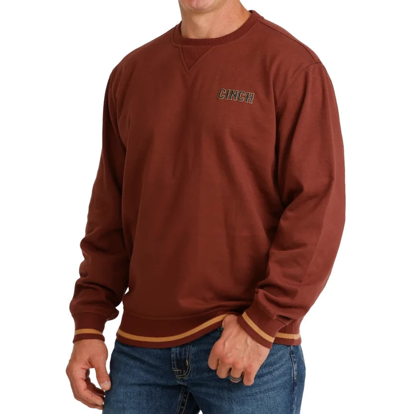 Cinch Men’s Burgundy Fleece Crewneck Sweatshirt - Burgundy