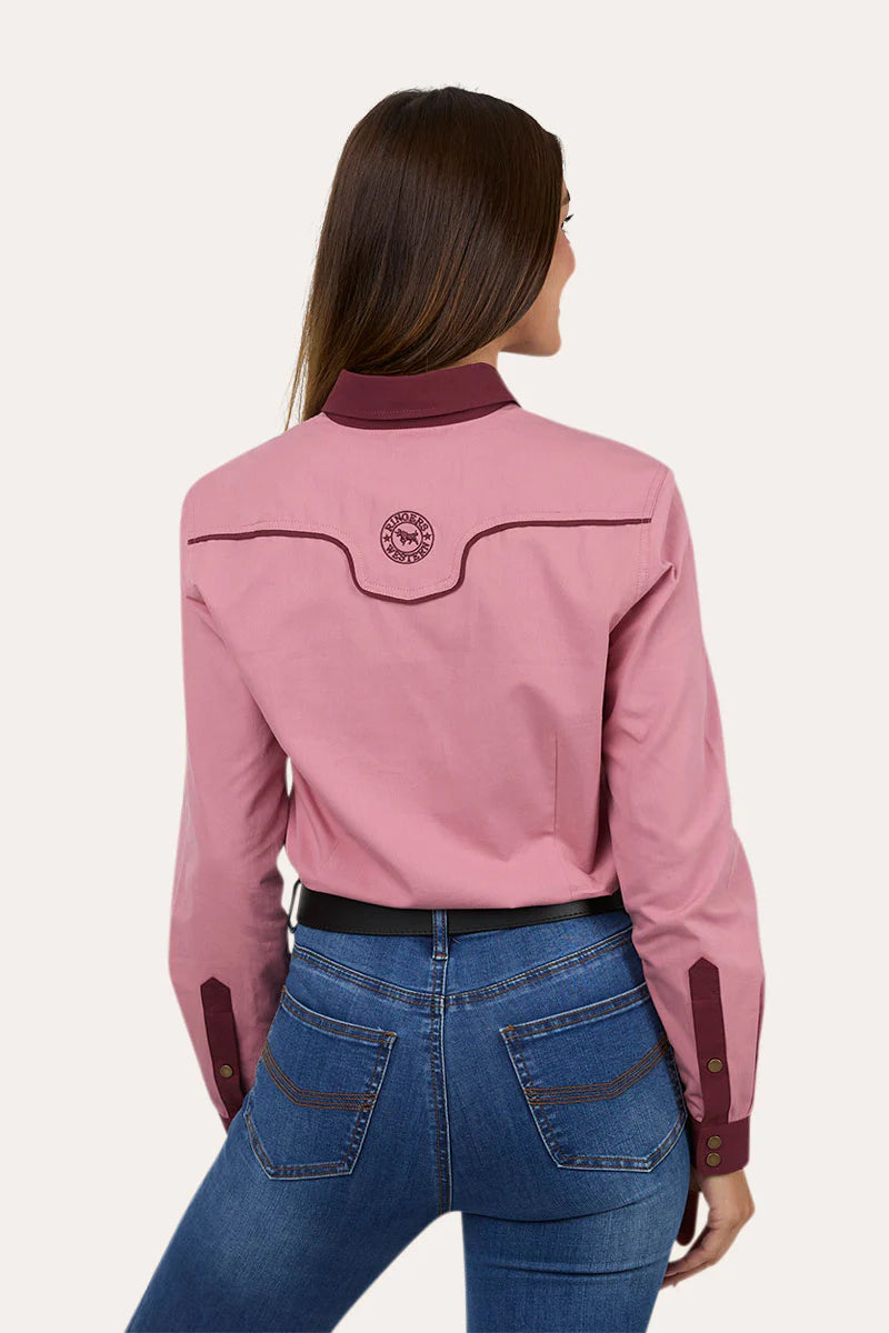 Ringers Western Womens Clara Western Shirt - Dusty Pink / Plum