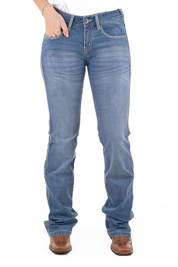 Hitchley & Harrow Comfort Cut High Rise - SR2199 "Woodlands" Sage Stitch Jeans