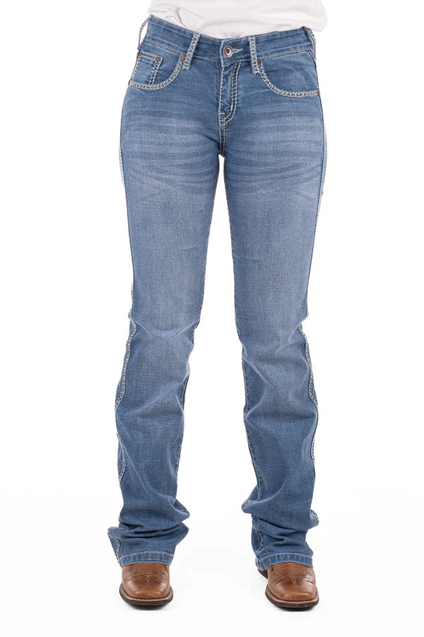 Hitchley & Harrow Comfort Cut High Rise - SR2199 "Woodlands" Sage Stitch Jeans