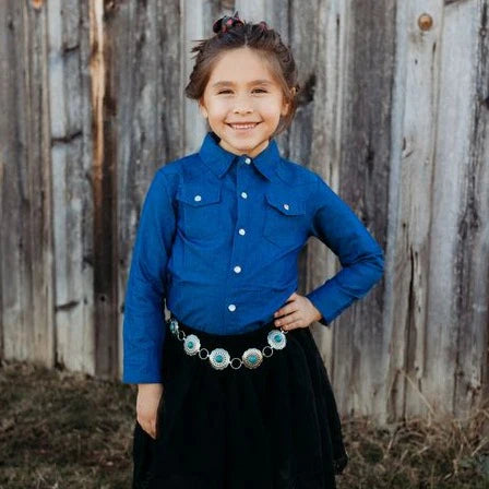 Shea Baby Toddler Dark Denim Pearl Snap Long Sleeve (2T-5T)