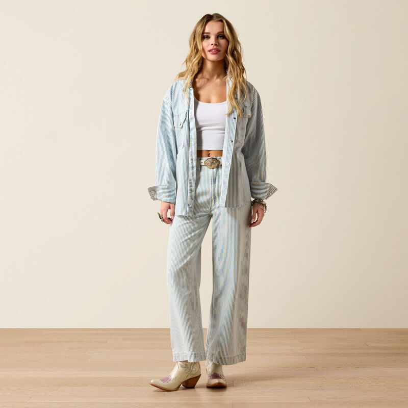 Ariat Women's Denim Shirt Jacket - Blue White Denim Stripe