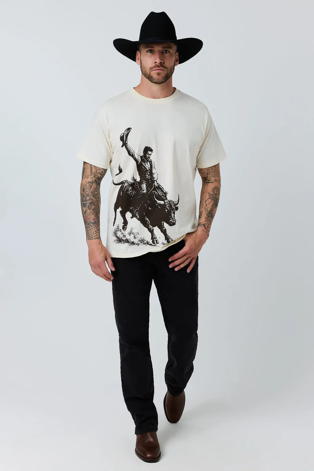 Ringers Western Mens Dust Devil Loose Fit T-Shirt - Off White