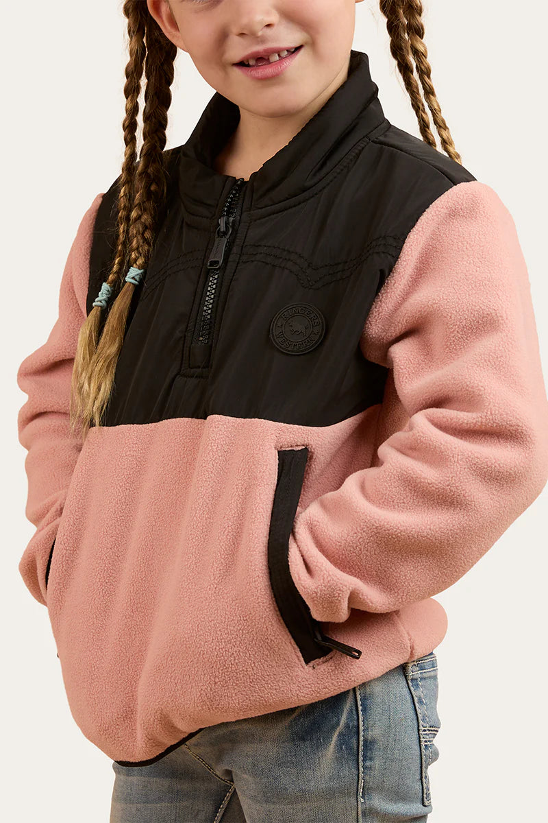 Ringers Western Winton Kids 1/4 Zip Crew Neck Fleece - Dusty Pink