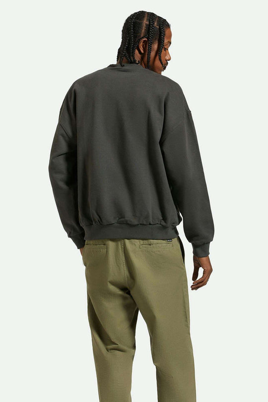 Brixton Men's Embroidered Heavyweight Oversized Crew - Washed Black