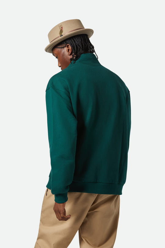 Brixton Men's Embroidered Heavyweight Oversized Half Zip - Deep Emerald