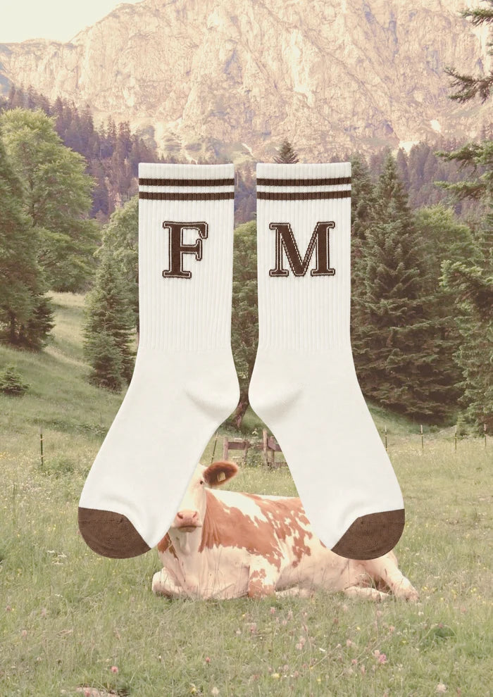 FAR MER FM Initial Socks – Unisex Ribbed Cotton Blend Socks