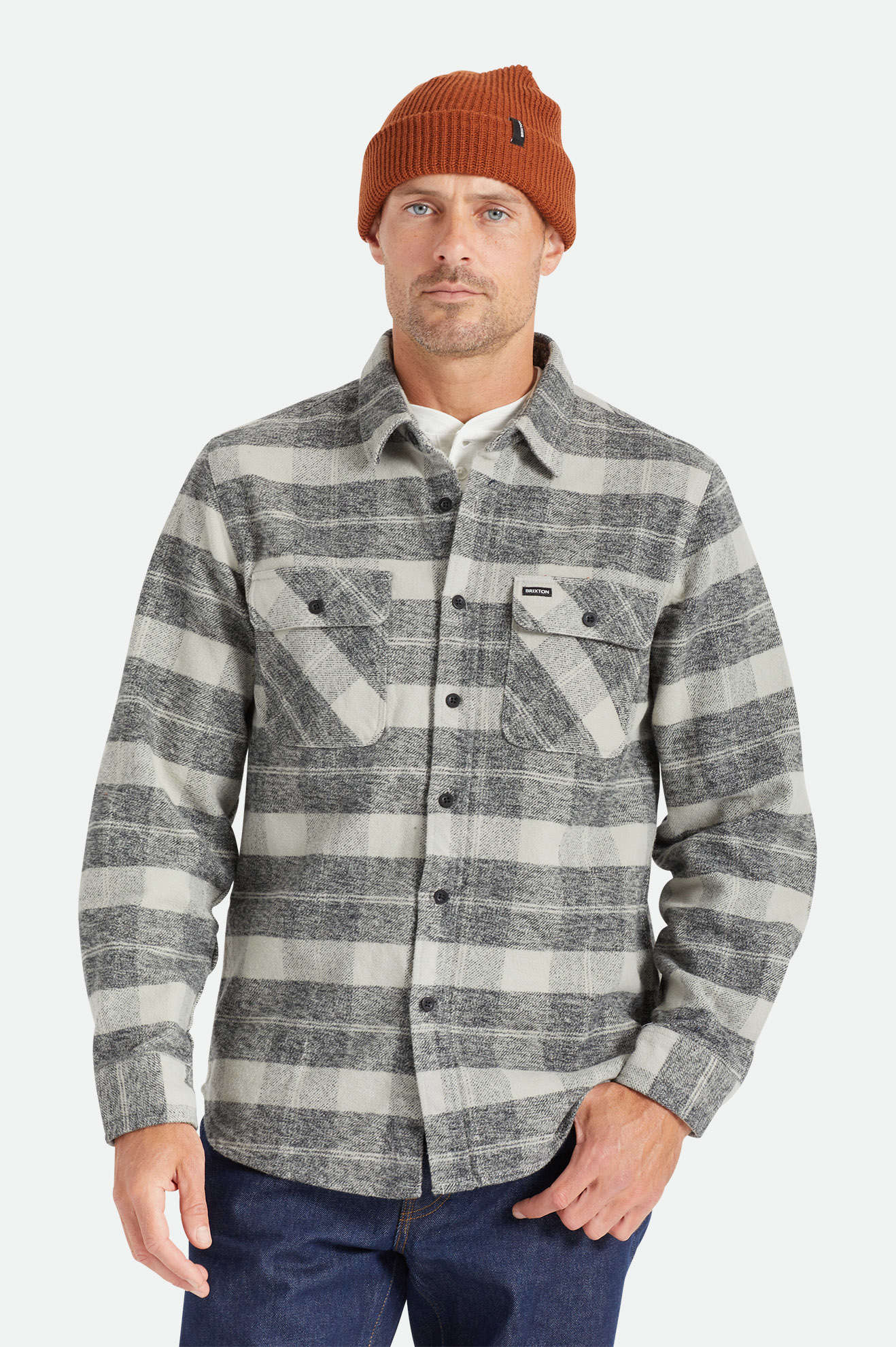 Brixton Men's Classics Bowery Heavyweight L/S Flannel - Black/Charcoal