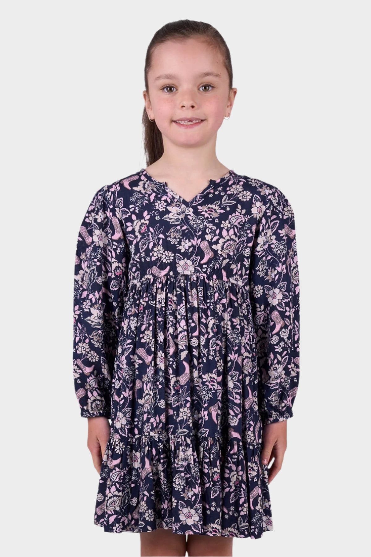 Pure Western Girl’s Gretel Long Sleeve Dress - Navy