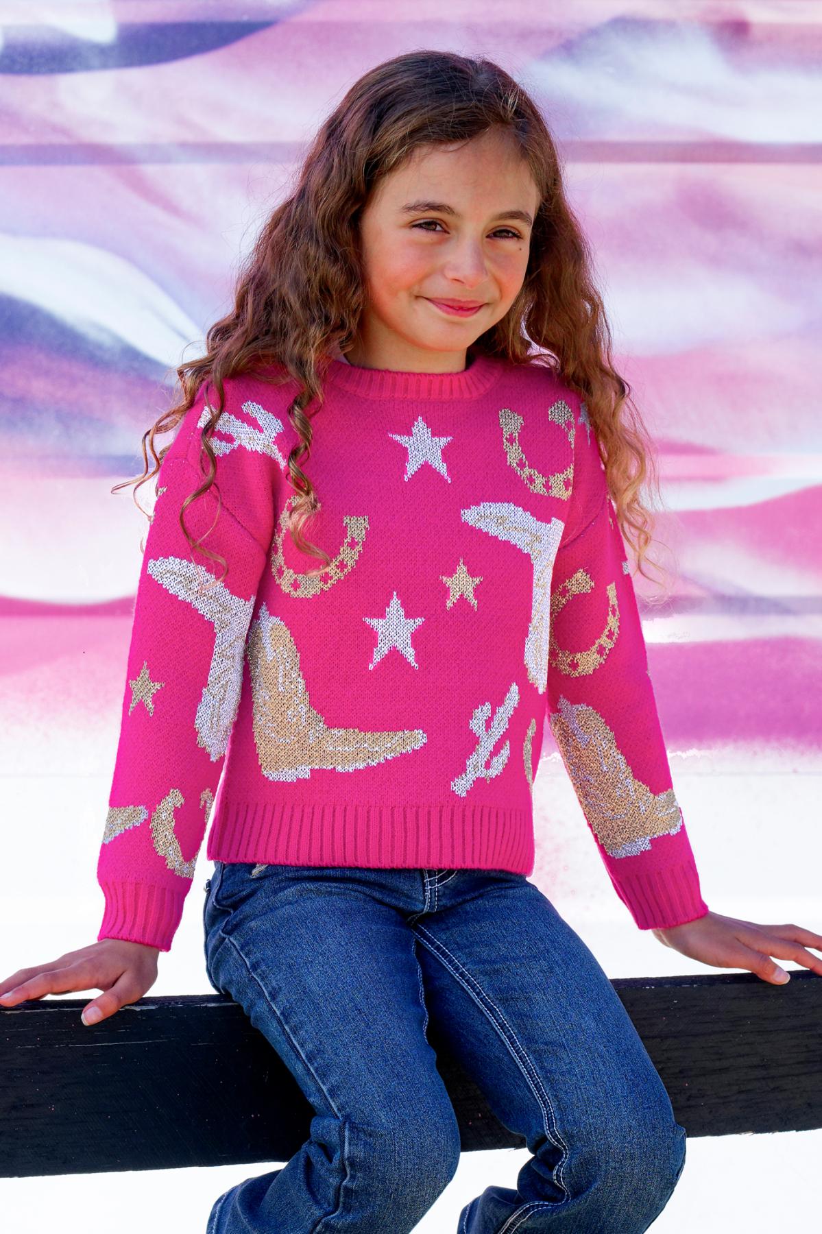 Pure Western Girl’s Marcy Knitted Pullover - PINK