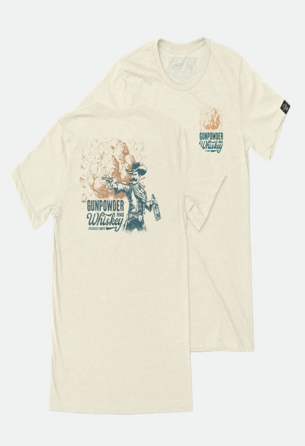 Cowboy Cool Mens Gunpowder & Whiskey T-Shirt - Heather Dust