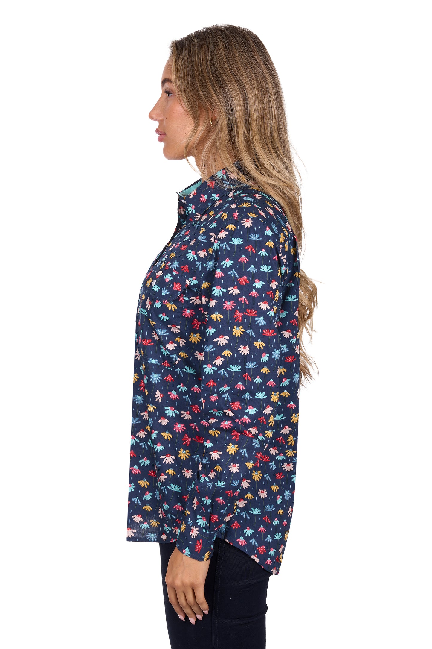 Hard Slog Women's Tori 1/2 Plkt Ls Shirt - Navy